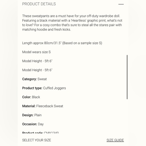 PrettyLittleThing Black Graphic Sweatpants Size S - Picture 7 of 7